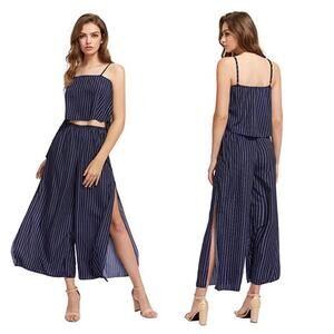 Summer 2 Piece Outfits Sleeveless Crop Cami Top and Pants Sets